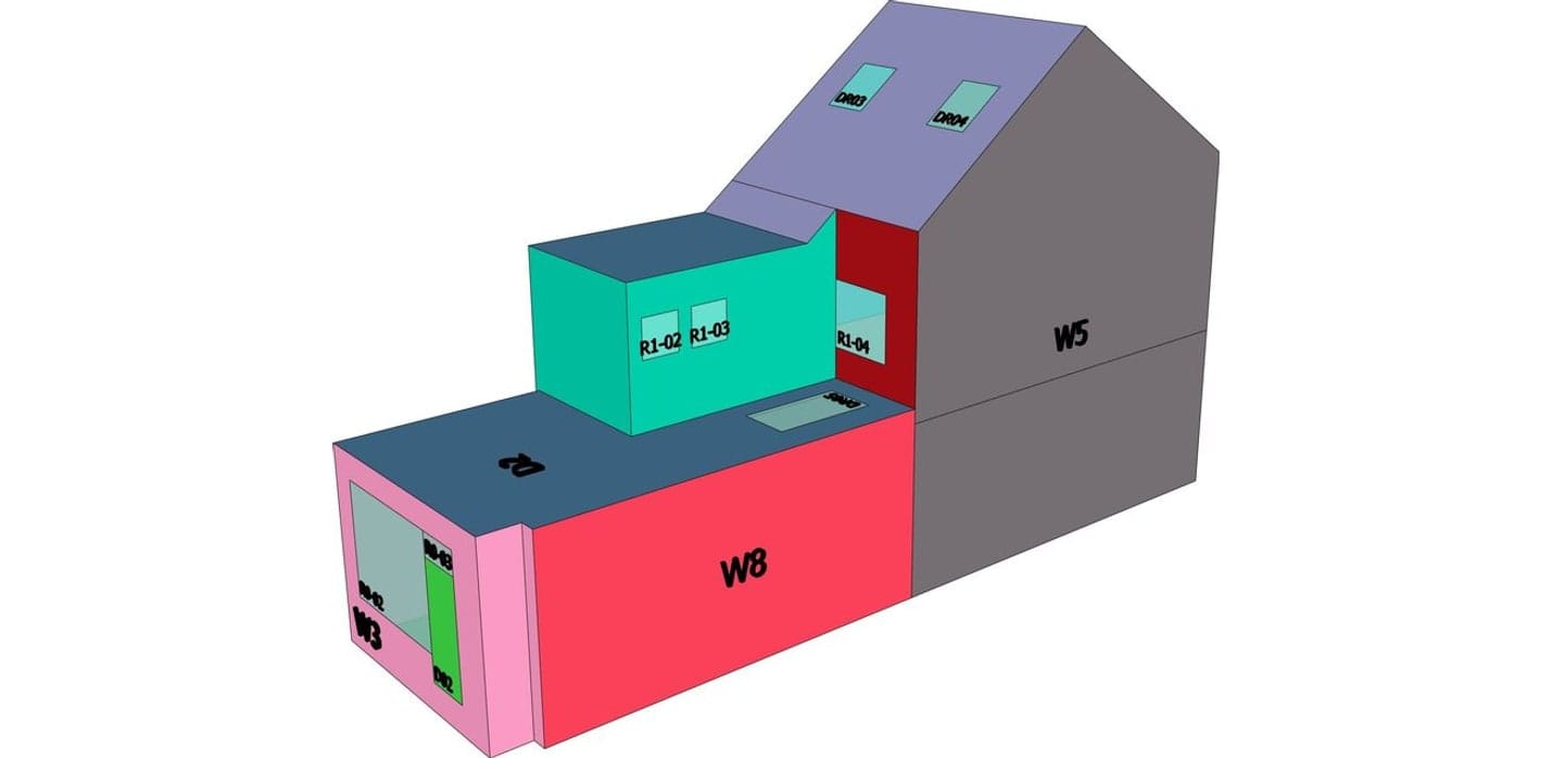 EPB-volumemodel van rijwoning, ingrijpende energetische renovatie