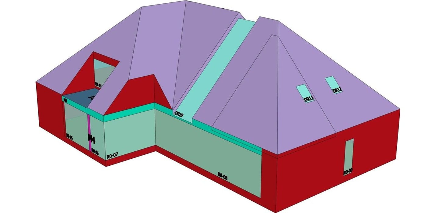 EPB-volumemodel van villa met poolhouse